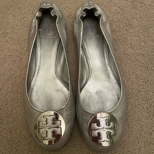 Tory Burch Metallic Leather Reva Flat